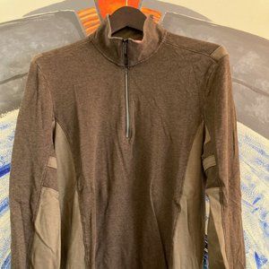 Calvin Klein 1/4 zip sweater lightweight brown and green size L